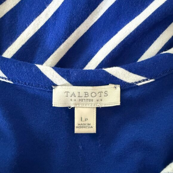 Talbots Women Dress LP Blue White Stripe Maxi Sleeveless Drawstring Waist Beach - Picture 3 of 7